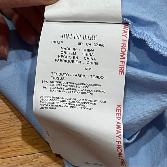 Giorgio Armani Baby Toddler Boy Button Down Shirt Size 18M Blue Cotton EUC - Picture 12 of 14